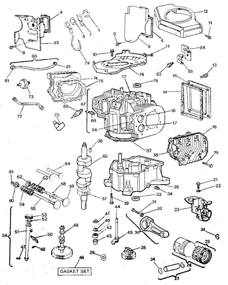 Cylinder, Crankshaft And Engine Base Group Diagram and Parts List for 422707 1511-01 - 1511-01 Briggs and Stratton Engine